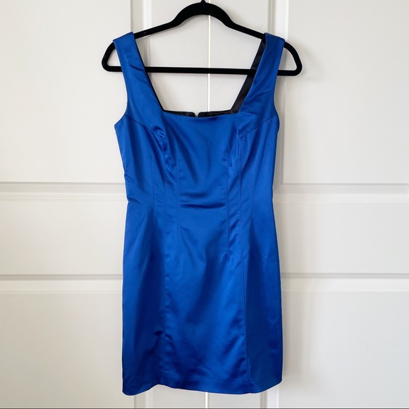 Jay Godfrey Royal Blue Satin Sleeveless Form Fitting Mini Dress Size 6 - Picture 2 of 8